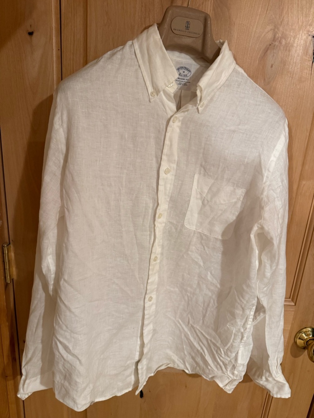 Brooks Brothers White Linen Button-Down Shirt